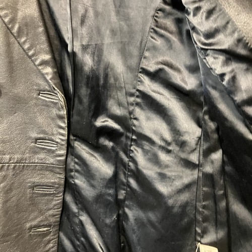 David Benjamin Leather Jacket Women 10 Black Button Double Breasted Coat - Picture 9 of 17