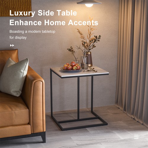 Upgraded Marble C Shaped End Table Couch Snack Side Table Coffee Laptop Table US - Picture 9 of 12