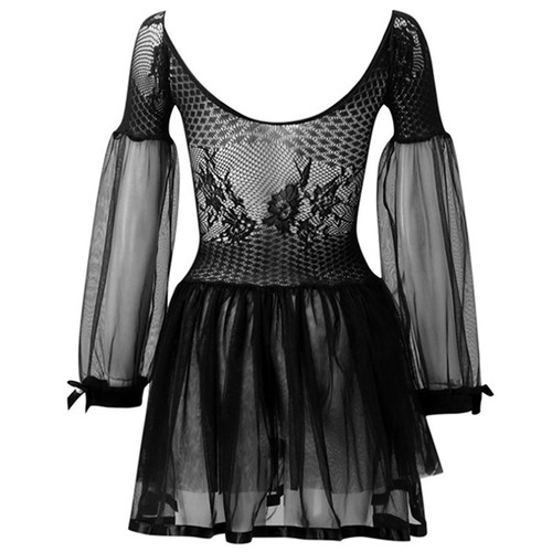 Women Lace Embroidery Mesh See Through Tulle Skirt Mini Dress Lingerie Nightwear - Picture 6 of 35