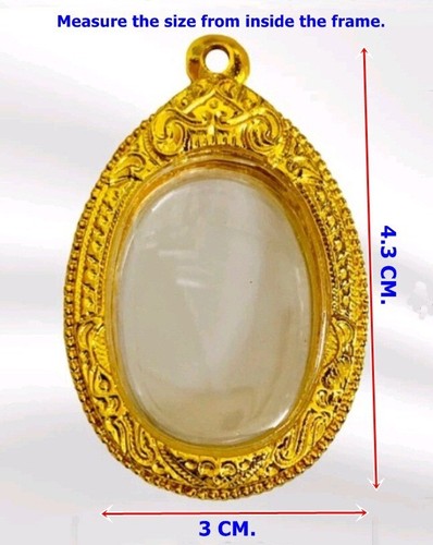Empty Case Frame Gold Micron Gem Pendant Thai Buddha Amulet Size 4.3x3cm - Picture 6 of 6