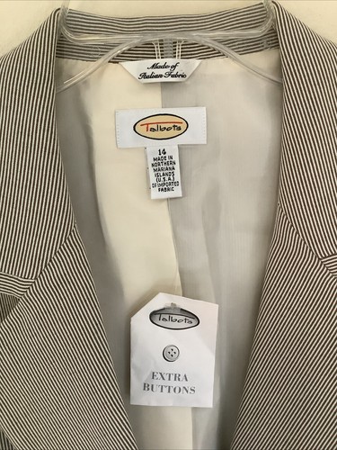 Talbots 14 Italian Fabric Wool Blend Striped Preppy Career Blazer New - 第 3/10 張圖片