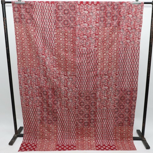 Indian Red Ajakh Kantha Quilt Bedspread Cotton Twin Blanket Bedding Decor Arts - Bild 3 von 3