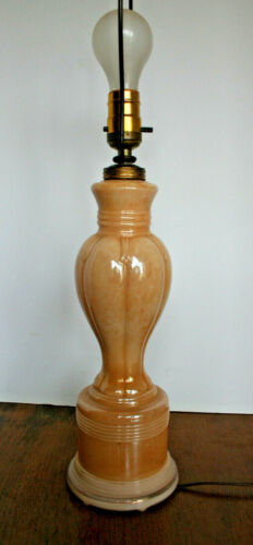 VTG Aladdin Alacite Glass Peach Lusterware Lamp 1930s - Picture 3 of 11