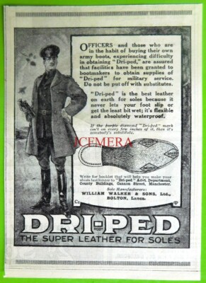 DRI-PED Stiefel & Schuhsohle Leder WW1 WERBUNG #3 Small Vintage Print Ad 683/17