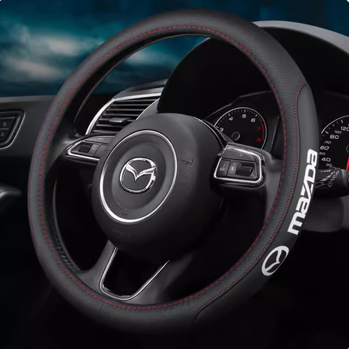 15" PU Leather+Carbon fiber Steering Wheel Cover For Mazda BT-50 CX-3 CX-30 CX-5 - Picture 8 of 9