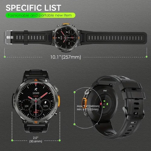 Black Light Steel HD Touch Display Fitness Tracker Waterproof Men Smart Watch - 第 2/10 張圖片