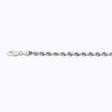 10k White Gold 3.5mm Solid D/Cut Rope Chain Bracelet Size 7"-9"
