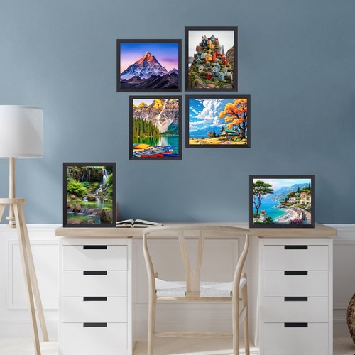 [Set of 5] Black GLASS Flat Photo Picture Frames Job Lot Wholesale Bulk Quantity - Picture 33 of 47