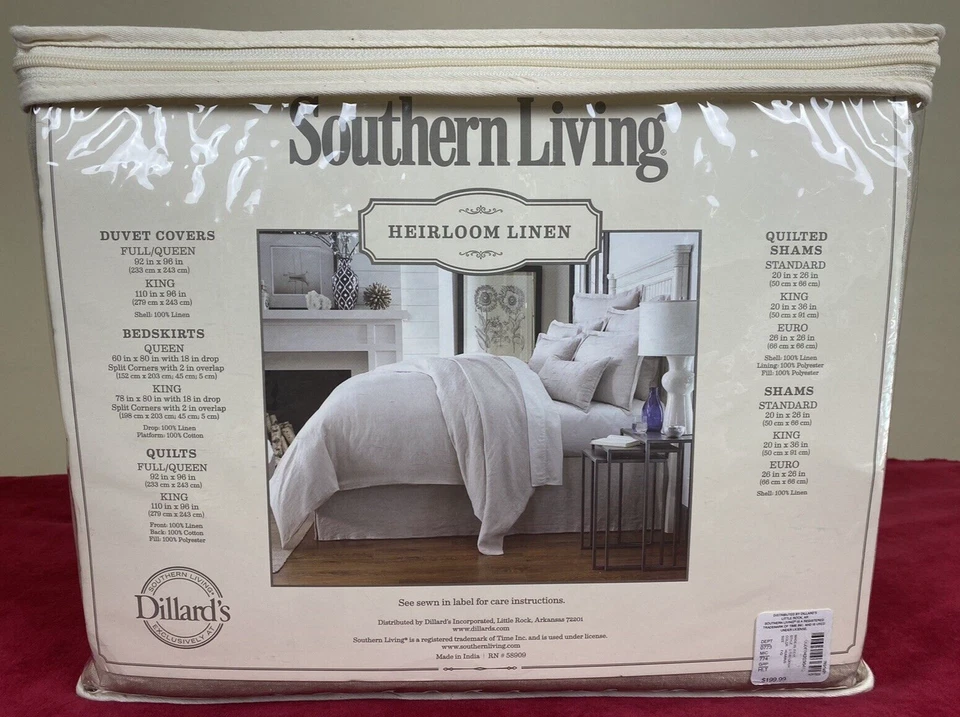 Funda nórdica de lino Southern Living QUEEN FULL Heirloom Hummus beige pálido Foto 3 de 4