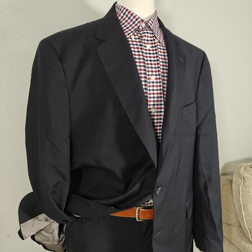 Hart Schaffner Marx Men's Sport Coat Blazer Two Button Navy Blue Wool Size 52L - Picture 3 of 15