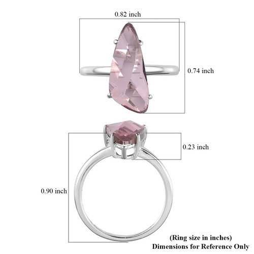 Astral Pink Abstract Shape Swarovski Crystal Solitaire 925 Sterling Ring Size 8 - Picture 2 of 6