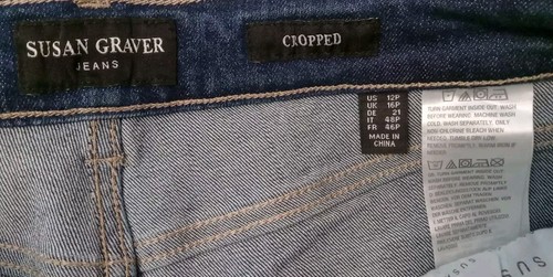 Susan Graver Damen blau Cropped gewellter Saum Jeans Größe 12P - Bild 6 von 6