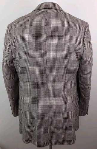 Aquascutum Men Silk Wool Linen Houndstooth Glencheck Unstructured Sport Coat 42R - Picture 4 of 14