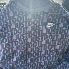 Vintage Nike Xxl Just Do It Gray Navy Spellout Short Sleeve T-Shirt Embroidered