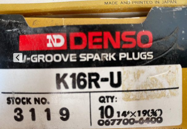 ND Denso U-Groove Spark Plugs X10 - Made in Japan - Stock 3119 - K16R-U