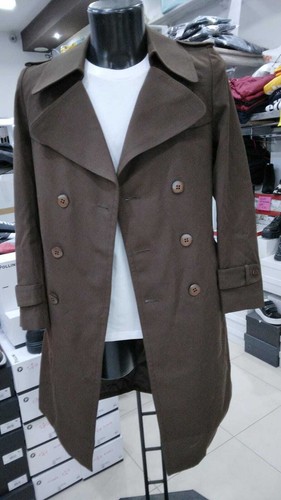 TRENCH SIMON RAPHAEL Usato Lana Vergine Donna Woman Marrone tg 44 GC340LZ - Picture 3 of 8