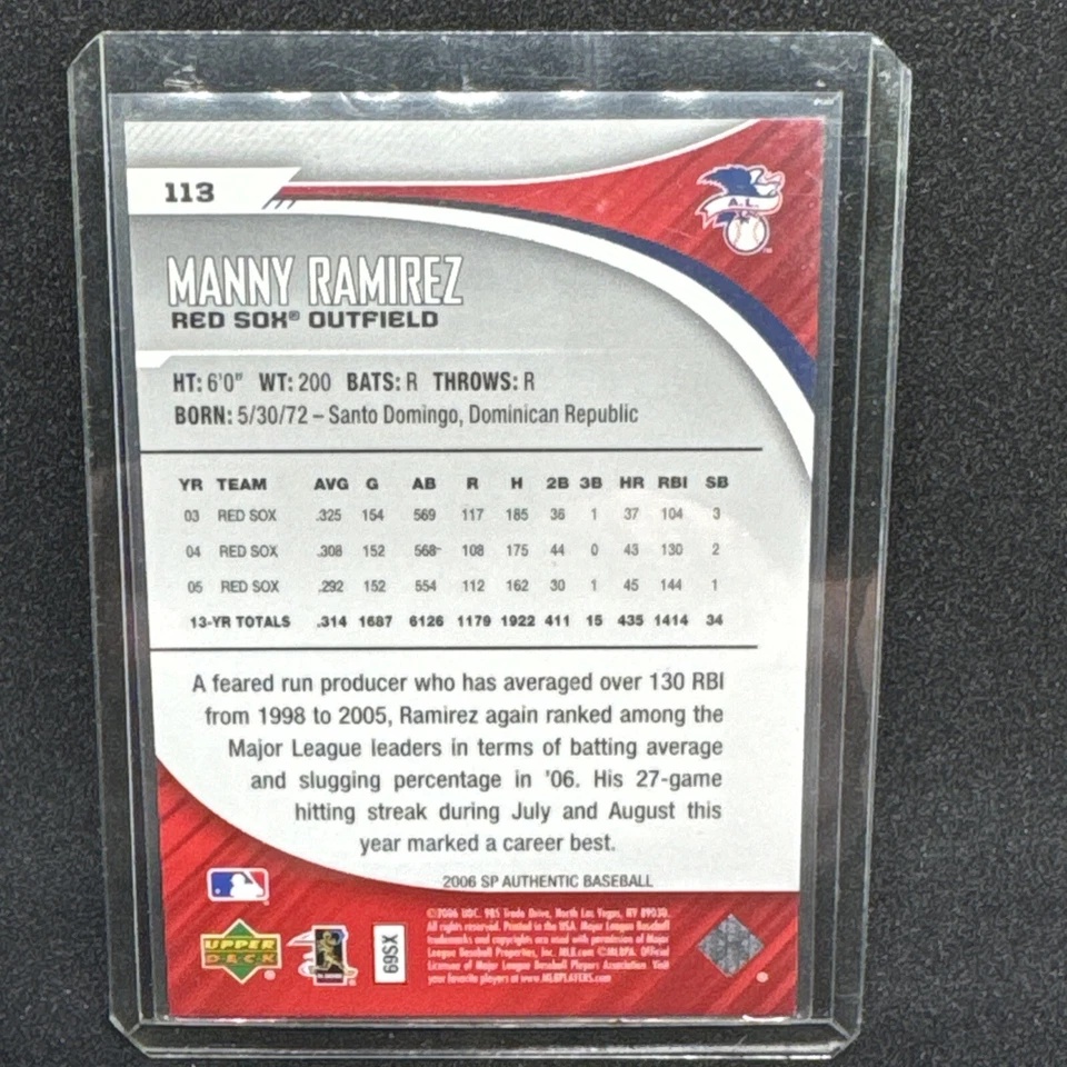 2006 SP Authentic Manny Ramirez #113 025/899 - Image 3 of 3