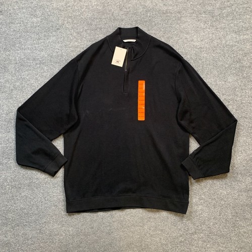 Cutter & Buck Sweater Mens XXL 2XL Black Cotton Quarter Zip Mock Neck Pullover - Picture 2 of 10
