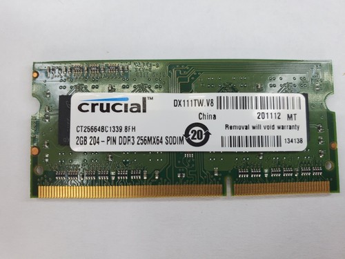 Crucial PC3-10600S DDR3 2GB Memory SODIMM Laptop RAM MT8JTF25664HZ-1G4H1 - Picture 1 of 2