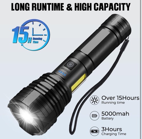 Linternas LED Altos Lúmenes Recargables, 990.000 Lúmenes Carga USB Paquete de 2 - Imagen 3 de 3
