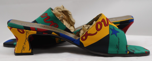 Mulas de tela vintage Yves Saint Laurent de la colección Love 1970 talla 7,5 M - Imagen 8 de 10