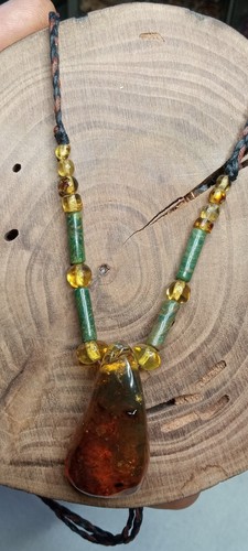 Amber 25 million years old from Mexico and African beads Adjustable Necklace. - Picture 6 of 19