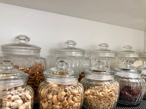 Glass Jar Stripe Lid 1.4L Pantry Storage Solution Canister Cookie Stopper Large - Picture 5 of 5