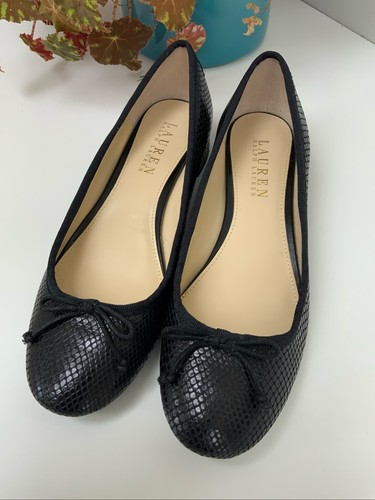 Designer Ralph Lauren Black Lizard Leather Heel Pumps UK6 EU39 BNWOB RRP £100 - Picture 2 of 11