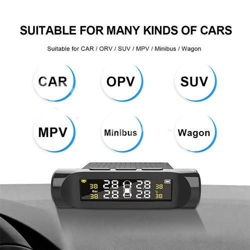 TPMS Car Tire Pressure Monitoring System Security Alarm LCD Display W/4 Sensors - Picture 6 of 12