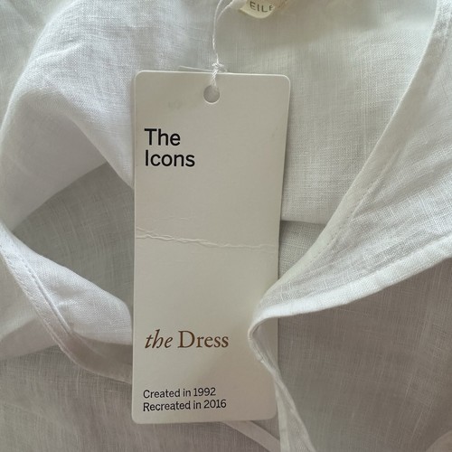 Eileen Fisher Women’s White Organic Linen Coastal Summer Dress Size Petite Small - Picture 8 of 8