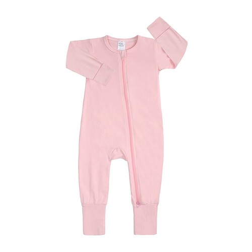 BABY ROMPER Sleeper Mitted Footed/Footless Double Zipper Cotton Pink Girl 12-18m - Picture 3 of 45