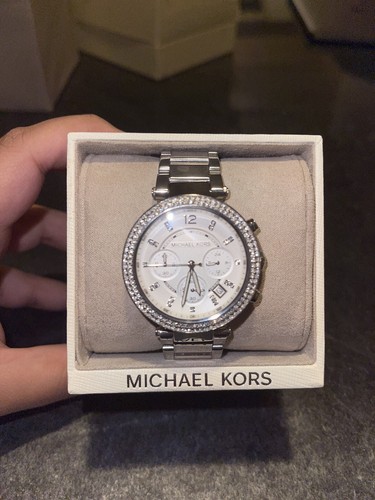 Michael Kors MK5353 Parker Chronograph Women's Silver Stainless Steel NO BOX - Picture 2 of 6