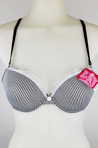 Womens Stripe Pattern Underwire Bra Button 6 Pack Lingerie 32B 34B 36B 38B - Picture 10 of 10