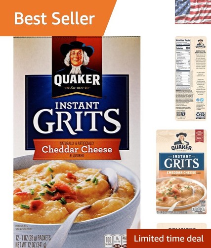 Instant Grits Pack of 12 with Rich Cheddar Cheese Flavor - Family Favorite