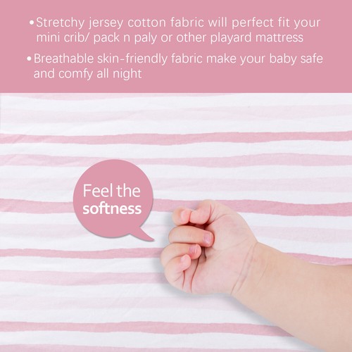 100% Cotton Pack n Play Playard Sheets Soft Mini Crib Sheets 39"x27" 2 Pack - Picture 3 of 10