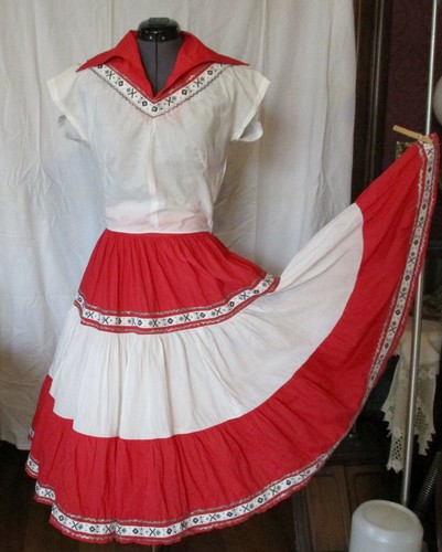 Vintage Square Dance Dress Skirt Top Set 1950s Ri