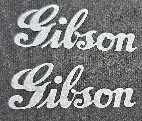 2 Silver Headstock Logos, Die-Cut Vinyl Decal, Mandolin, Ukulele  Gibson