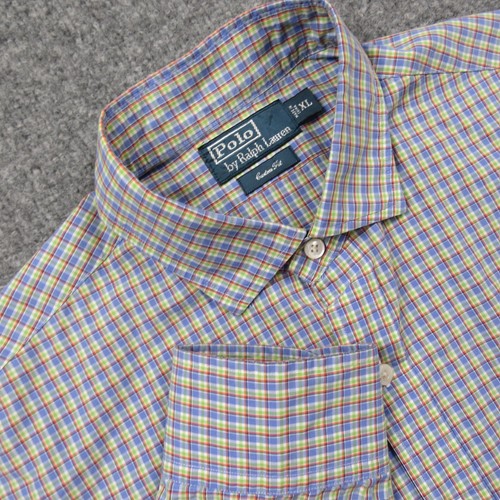 Polo Ralph Lauren Shirt Men Extra Large Blue Green Red Plaid No Pony Logo Custom - Picture 1 of 9