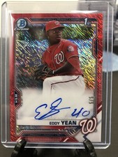 2021 Bowman Chrome Eddy Yean Red Shimmer Auto 5/5