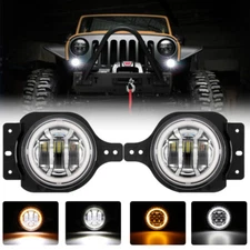For Jeep Wrangler JL 2018-2024 2019 2020 2021 2X LED Fog Lights Turn Signal DRL