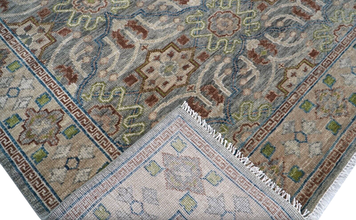 Handmade 8x10 ft Gray Transitional Oriental Living Room Rug | Customizable Rug - Picture 3 of 8