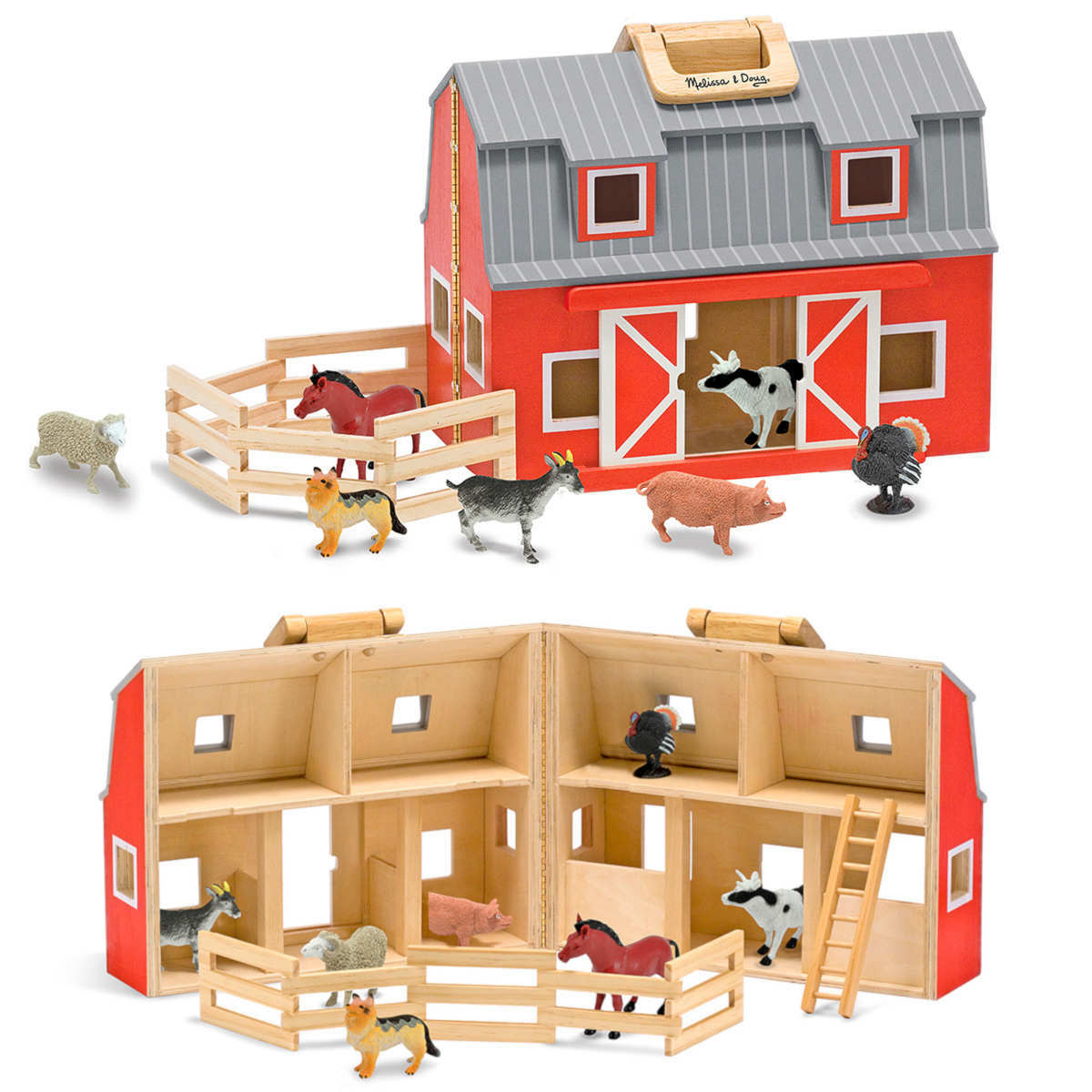Bauernhof Scheune Holz Spielzeug Kinder klappbar tragbar mit Bauernhof Klappbar, Spielzeug günstig gebraucht kaufen