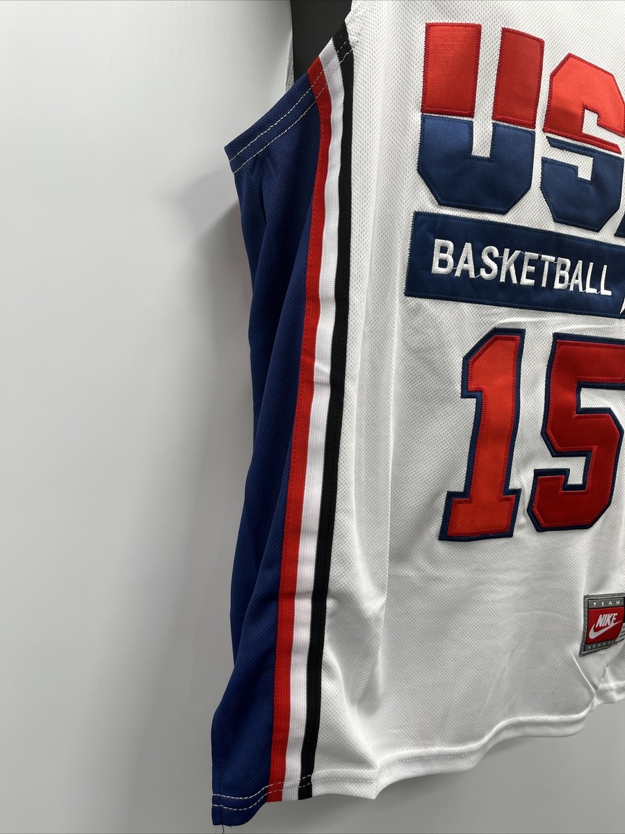 Men's Nike Magic Johnson #15 White USA Basketball Olympic Team