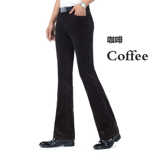 Men's Corduroy Flared Trousers Pants Stretch Fitted Bell Bottom Vintage 60s 70s - Picture 13 of 15