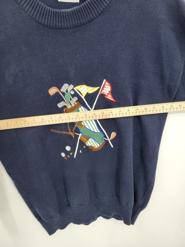 Brooks Brothers Pullover Herren Large Blau Vintage Bestickt Golf Baumwolle Pulli - Bild 6 von 10