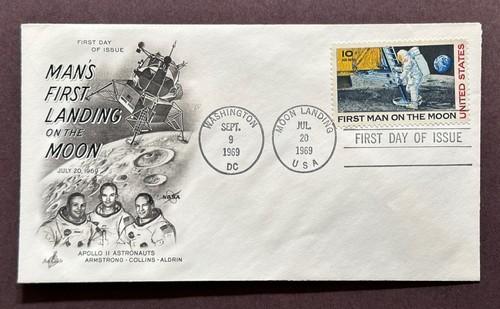 StampTLC US C76 Apollo Story Francobollo a mano in via di estinzione Luna Marte Tesla Musk NASA FDC - Foto 5 di 15