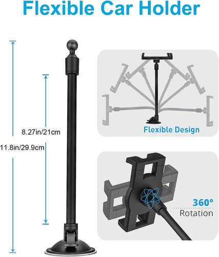 Woleyi Windshield Car Tablet Mount, Car/Truck Window Dashboard Tablet Holder wit - 第 3/12 張圖片