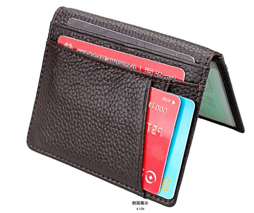 Slim Thin Leather Wallet Credit Card Driver's License Holder Bifold 2 ID Window - Picture 6 of 11