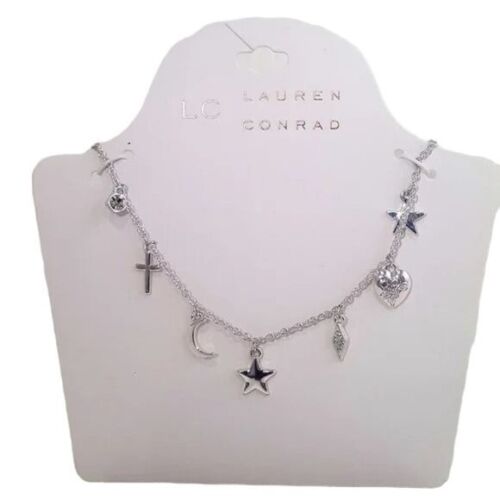 LC Lauren Conrad Damen versilbert Charm kurze Halskette Neu mit Etikett