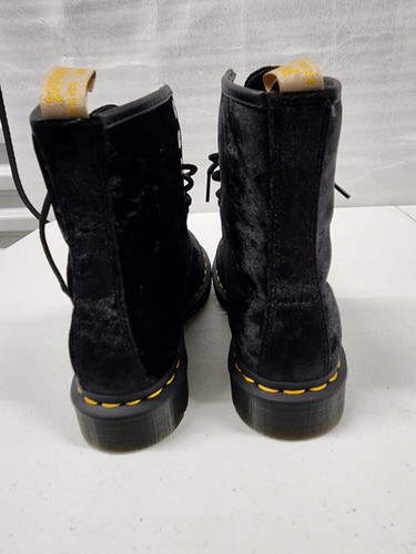 Dr Martens Air Wair PAGE Black Velvet Combat Boots Women's Size 6 US 37 EU 4 UK - Picture 3 of 13